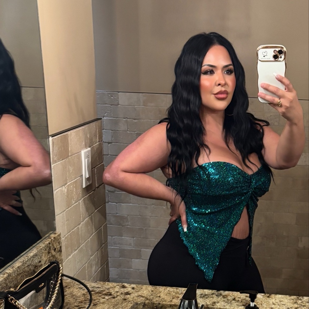 Mermaid vibes Emerald Green Sequin crop top